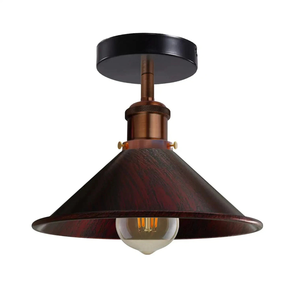 Semi Flush Ceiling Light – 22 cm Metal Cone Shade, Many Colours, E27 - photo 59