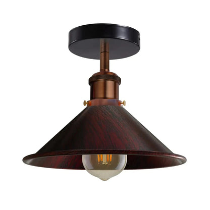 Semi Flush Ceiling Light – 22 cm Metal Cone Shade, Many Colours, E27 - photo 59