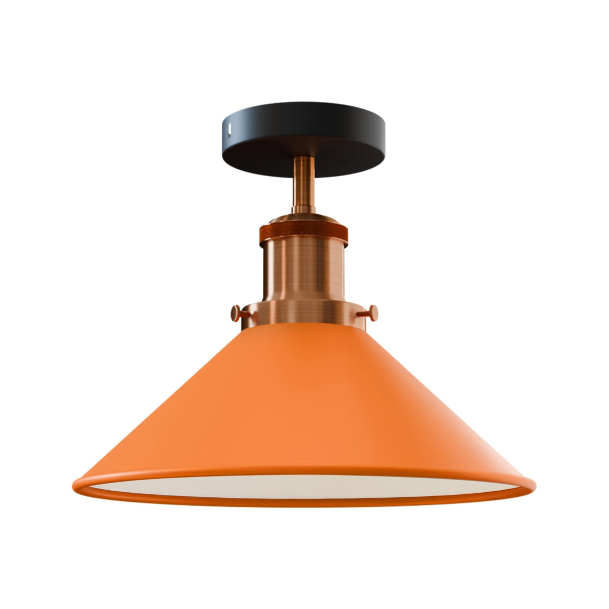 Semi Flush Ceiling Light – 22 cm Metal Cone Shade, Many Colours, E27 - photo 68