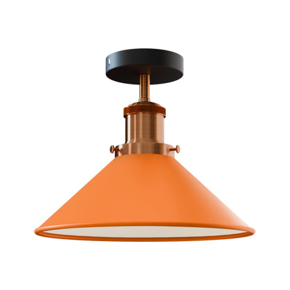 Semi Flush Ceiling Light – 22 cm Metal Cone Shade, Many Colours, E27 - photo 68