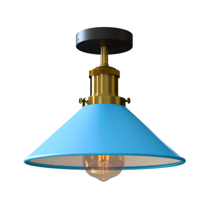 Semi Flush Ceiling Light – 22 cm Metal Cone Shade, Many Colours, E27 - photo 70
