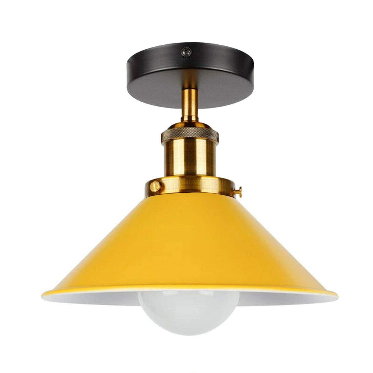 Semi Flush Ceiling Light – 22 cm Metal Cone Shade, Many Colours, E27 - photo 71