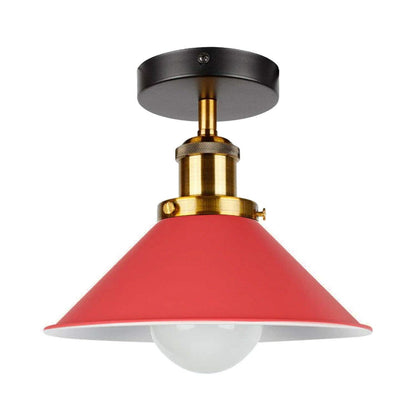 Semi Flush Ceiling Light – 22 cm Metal Cone Shade, Many Colours, E27 - photo 72