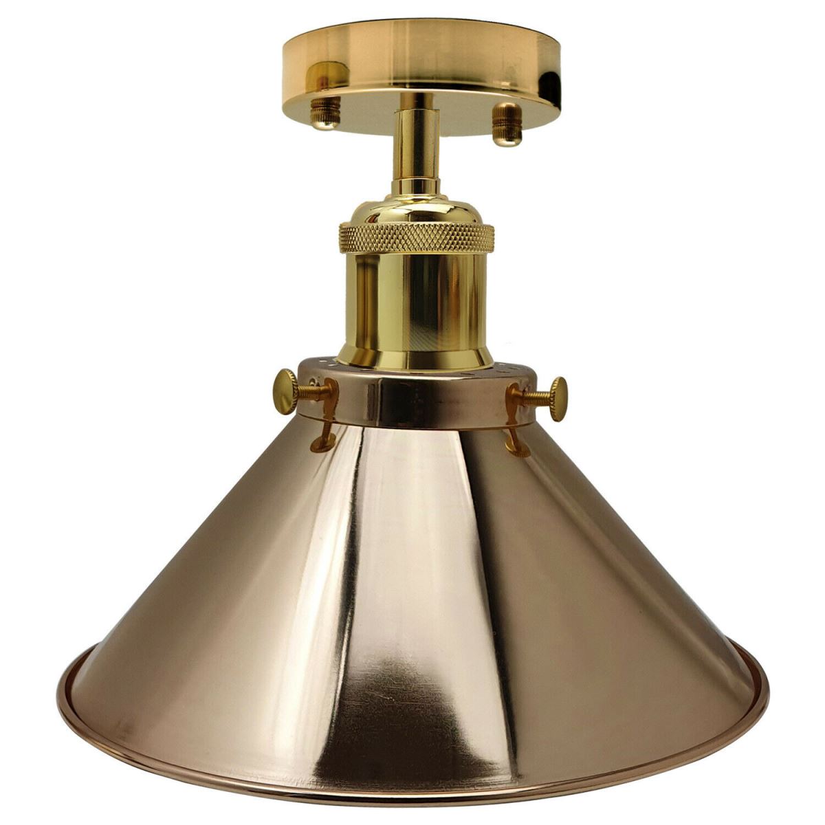 Semi Flush Ceiling Light – 22 cm Metal Cone Shade, Many Colours, E27 - photo 25