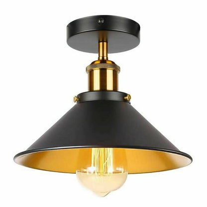 Semi Flush Ceiling Light – 22 cm Metal Cone Shade, Many Colours, E27 - photo 55