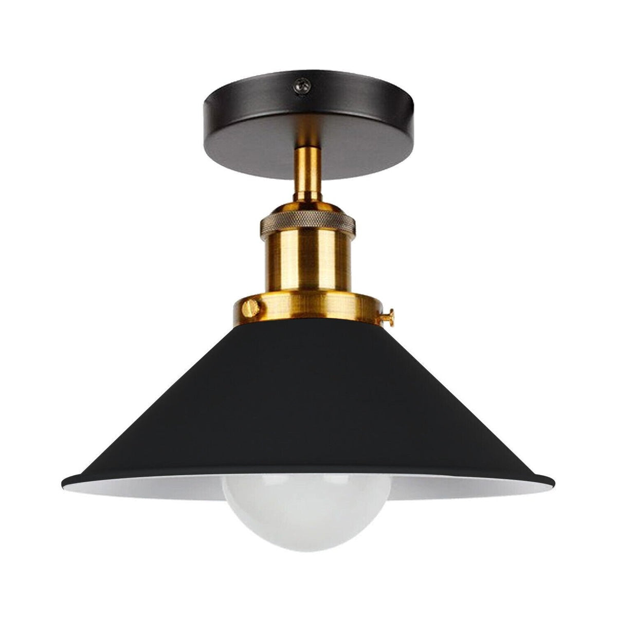 Semi Flush Ceiling Light – 22 cm Metal Cone Shade, Many Colours, E27 - photo 31