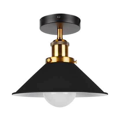 Semi Flush Ceiling Light – 22 cm Metal Cone Shade, Many Colours, E27 - photo 31
