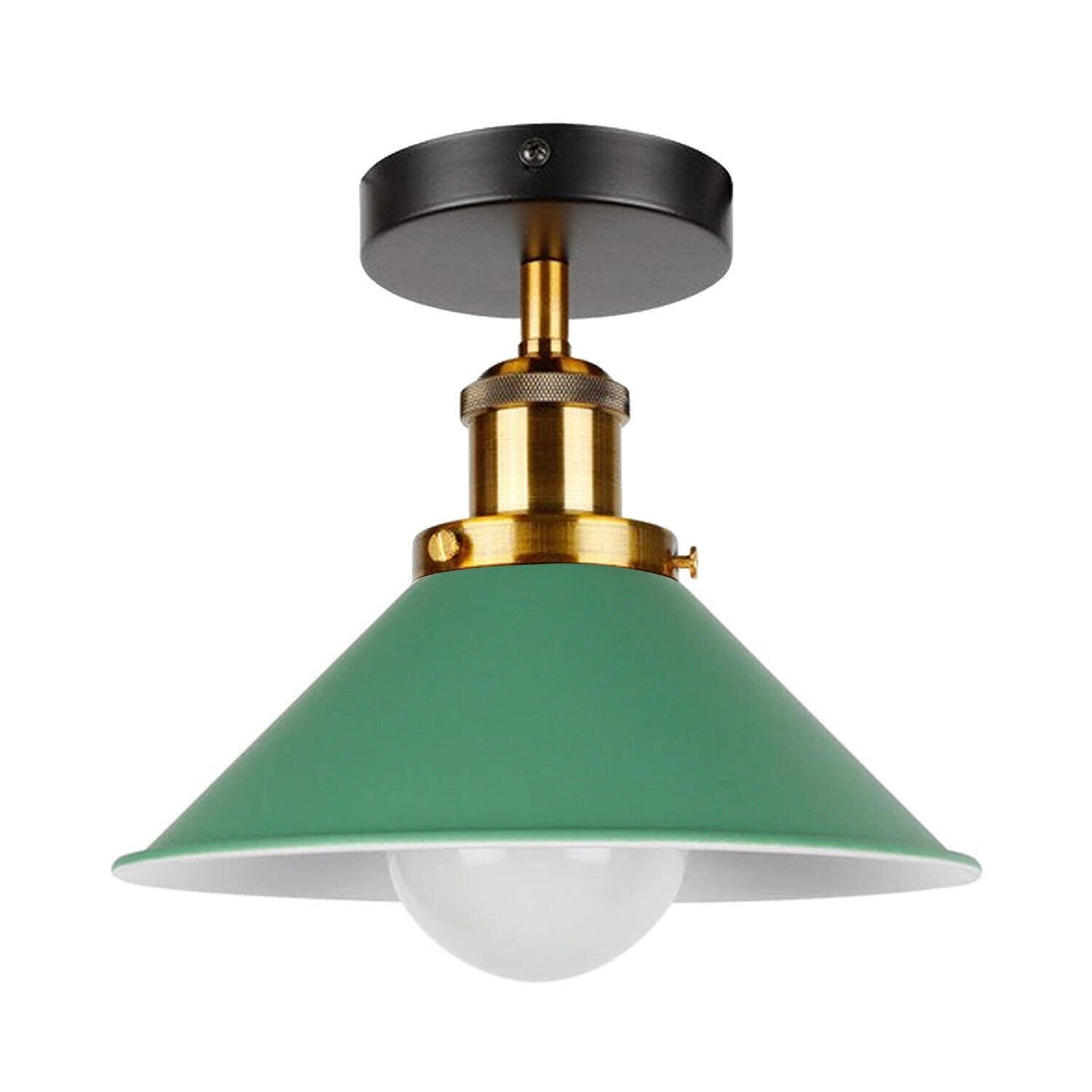 Semi Flush Ceiling Light – 22 cm Metal Cone Shade, Many Colours, E27 - photo 32