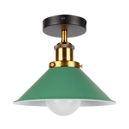 Semi Flush Ceiling Light – 22 cm Metal Cone Shade, Many Colours, E27 - photo 32