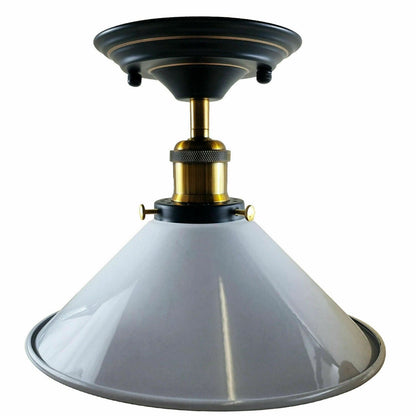Semi Flush Ceiling Light – 22 cm Metal Cone Shade, Many Colours, E27 - photo 43