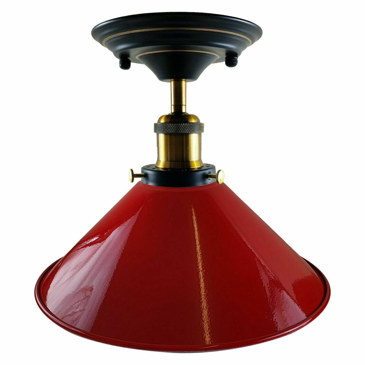 Semi Flush Ceiling Light – 22 cm Metal Cone Shade, Many Colours, E27 - photo 44