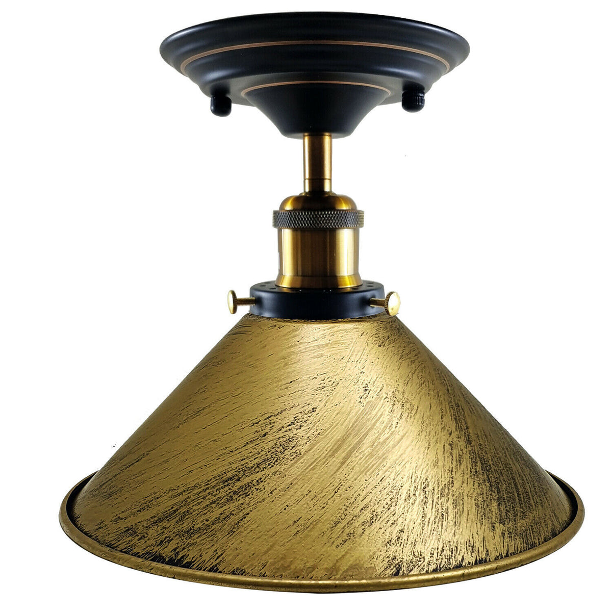 Semi Flush Ceiling Light – 22 cm Metal Cone Shade, Many Colours, E27 - photo 48