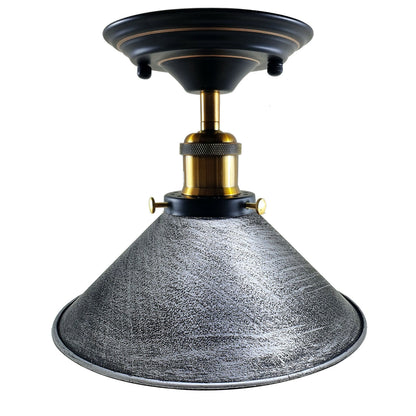 Semi Flush Ceiling Light – 22 cm Metal Cone Shade, Many Colours, E27 - photo 50