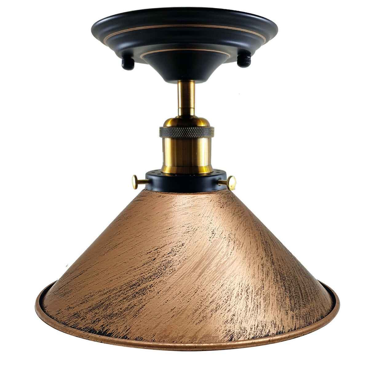 Semi Flush Ceiling Light – 22 cm Metal Cone Shade, Many Colours, E27 - photo 51