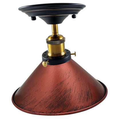 Semi Flush Ceiling Light – 22 cm Metal Cone Shade, Many Colours, E27 - photo 52