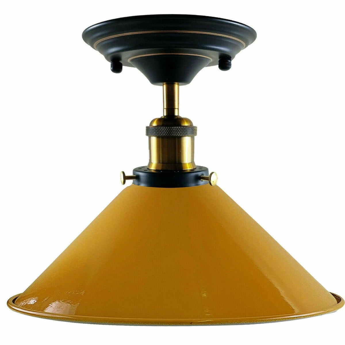 Semi Flush Ceiling Light – 22 cm Metal Cone Shade, Many Colours, E27 - photo 53