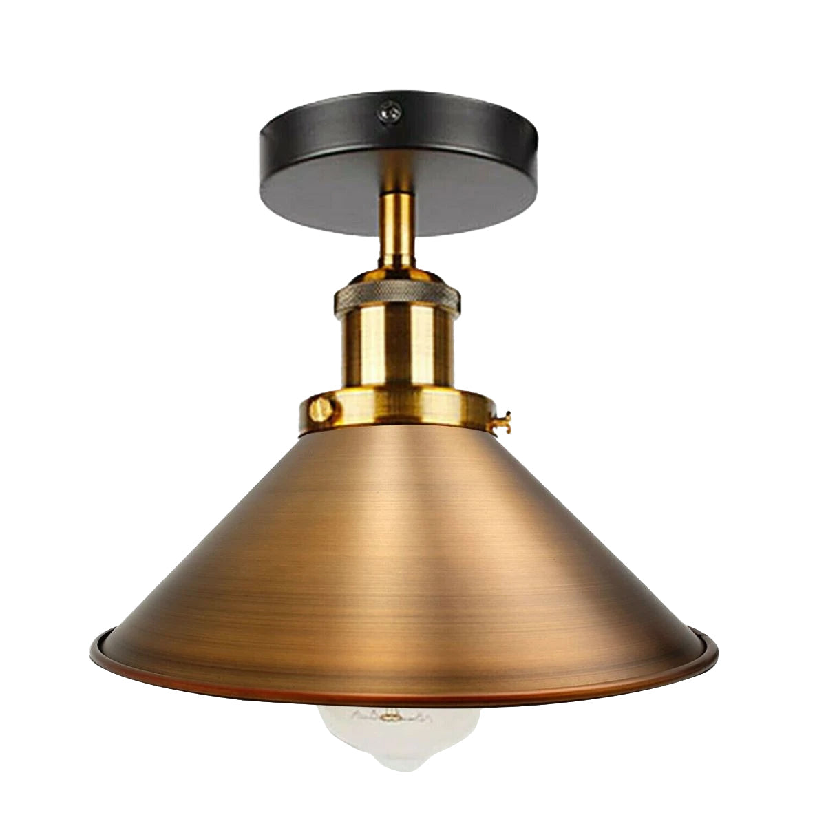 Semi Flush Ceiling Light – 22 cm Metal Cone Shade, Many Colours, E27 - photo 64