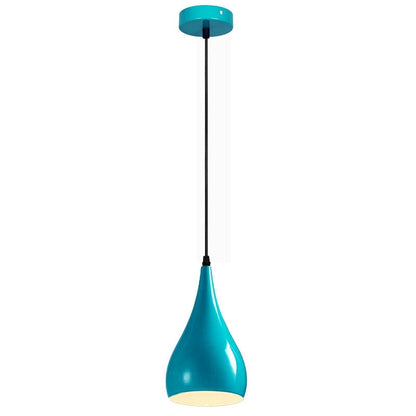 Teardrop Pendant Light 16 cm – Metal Shade, 7 Colours, E27 - Black, Teardrop 16 cm Blue, Without Bulb