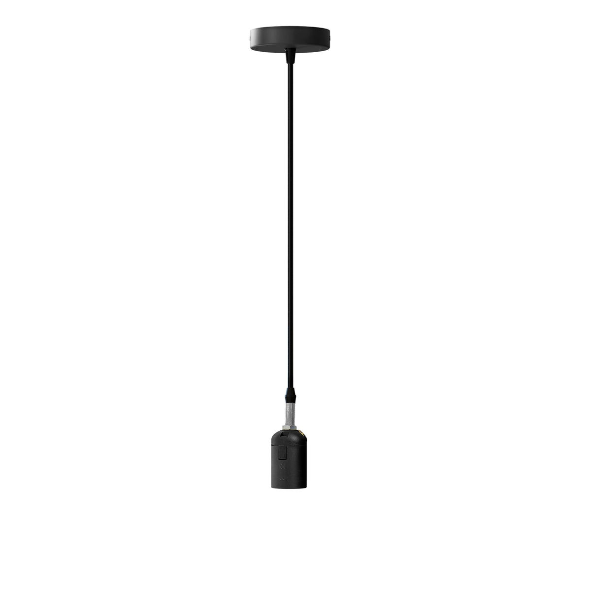 Teardrop Pendant Light 16 cm – Metal Shade, 7 Colours, E27 - Black, No Shade, with Ceiling Rose, Without Bulb
