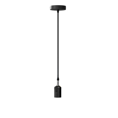 Teardrop Pendant Light 16 cm – Metal Shade, 7 Colours, E27 - Black, No Shade, with Ceiling Rose, Without Bulb