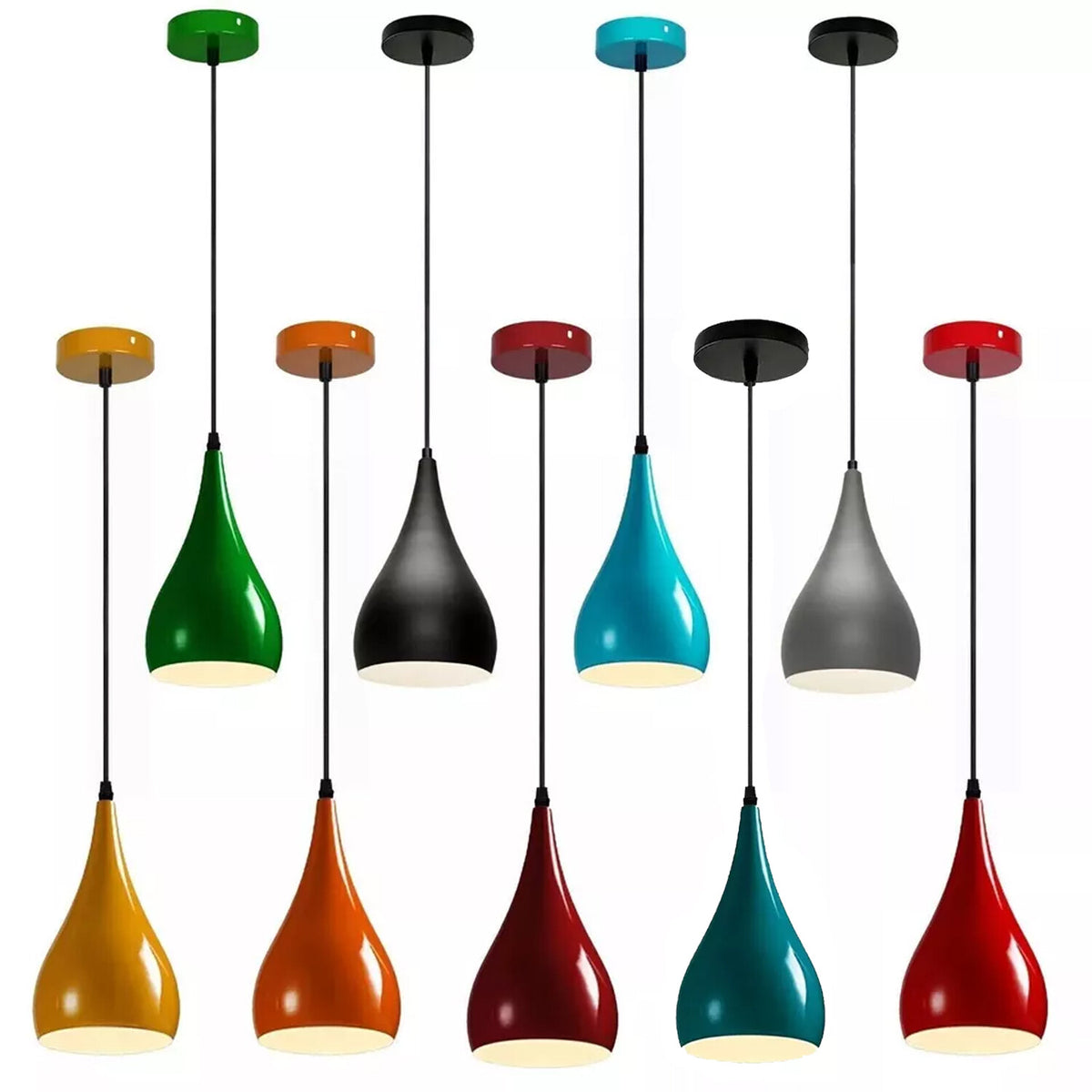 Teardrop Pendant Light 16 cm – Metal Shade, 7 Colours, E27