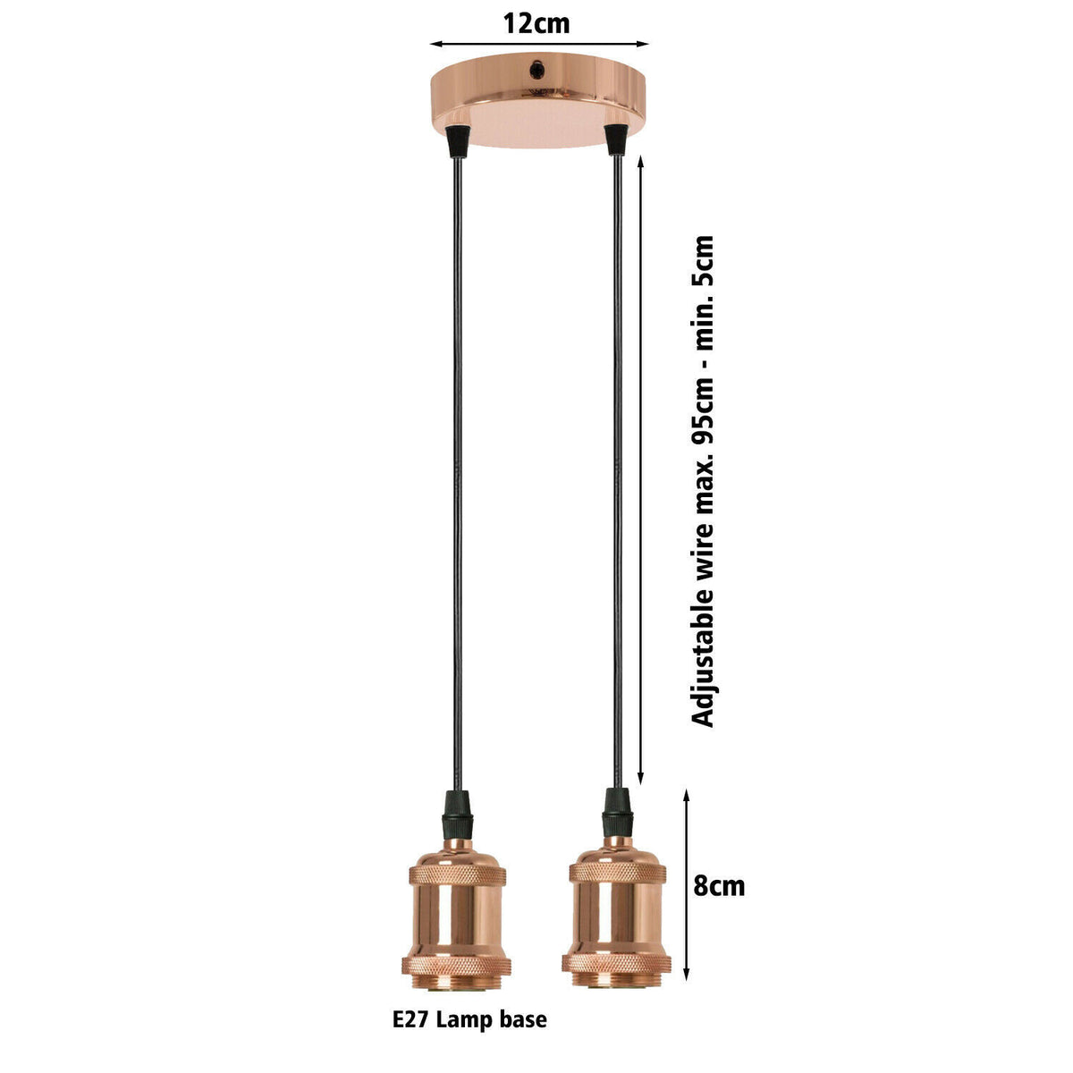 2-Light Pendant Holder Set â€“ Rose Gold or Diamond Cages on a Bar - photo 4