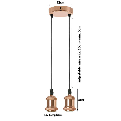 2-Light Pendant Holder Set â€“ Rose Gold or Diamond Cages on a Bar - photo 4