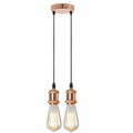 2-Light Pendant Holder Set â€“ Rose Gold or Diamond Cages on a Bar - Rose Gold Holders, Round Plate