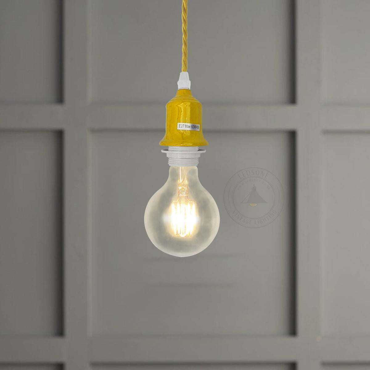 Pendant Light Fitting – Twisted Cable, Grey, Red or Yellow, Shades - photo 7