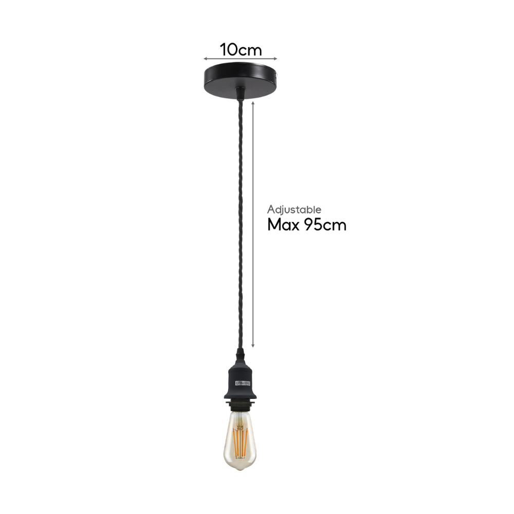 Pendant Light Fitting – Twisted Cable, Grey, Red or Yellow, Shades - photo 2