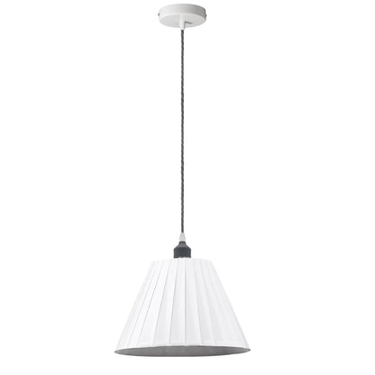 Pendant Light Fitting – Twisted Cable, Grey, Red or Yellow, Shades - Grey, Fabric 28 cm White, Without Bulb