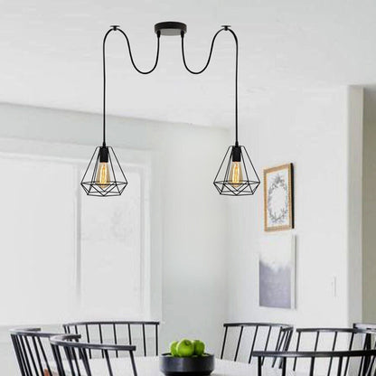 2-Light Spider Pendant – Diamond or Balloon Wire Cages, Black - photo 2