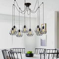 8 Light Spider Pendant – Black Diamond Cages, 2 m Cables, E27