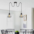 2-Light Spider Pendant – Diamond or Balloon Wire Cages, Black - Black, Diamond Cage Black, Without Bulb