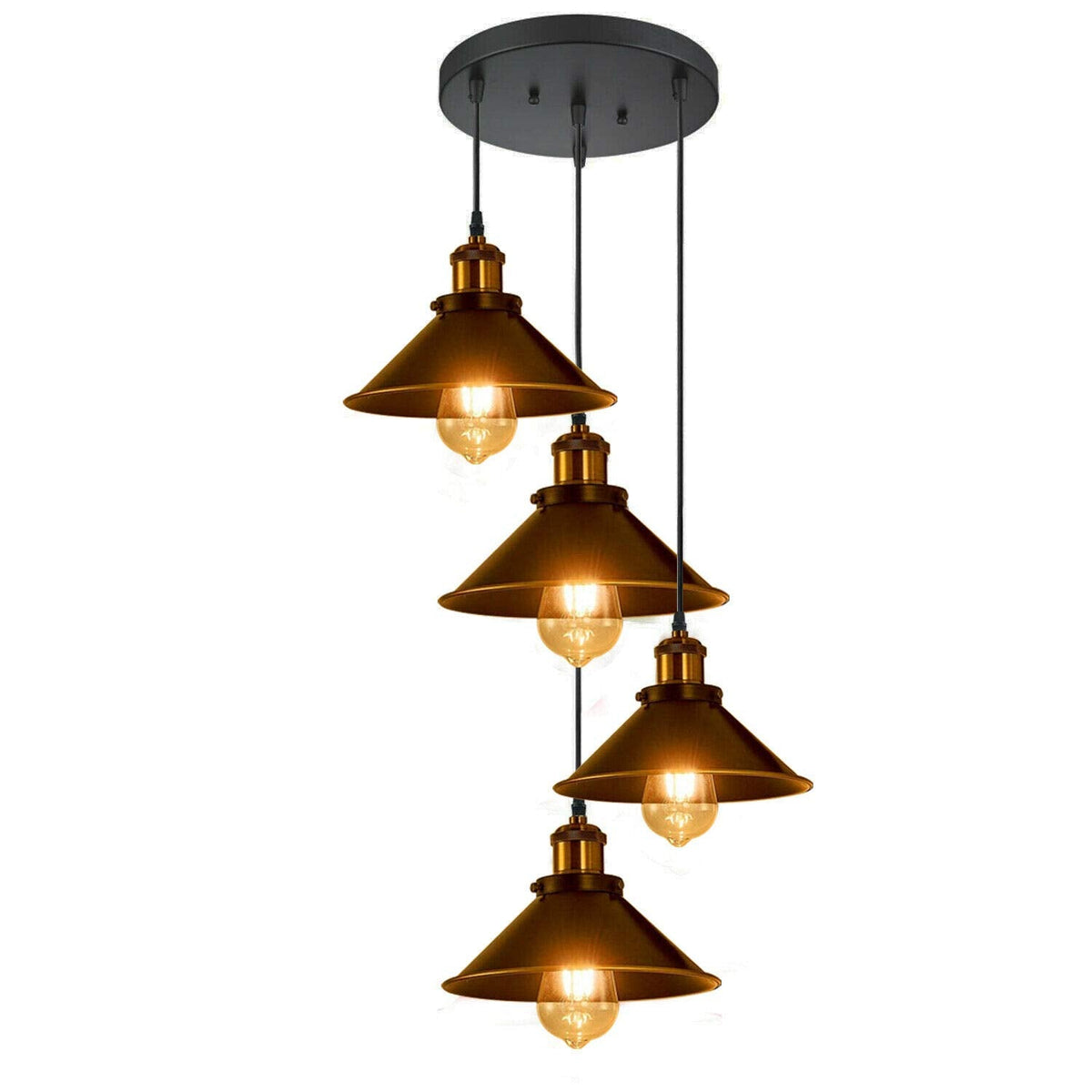 4 Light Cluster Pendant – Cascade Cones or Bar with Cages, E27 - photo 4