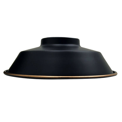 Vintage Dome Lamp Shade 22 cm – Easy Fit, 8 Metal Finishes - Black & Gold Line, 22 cm, Shade Only, Single
