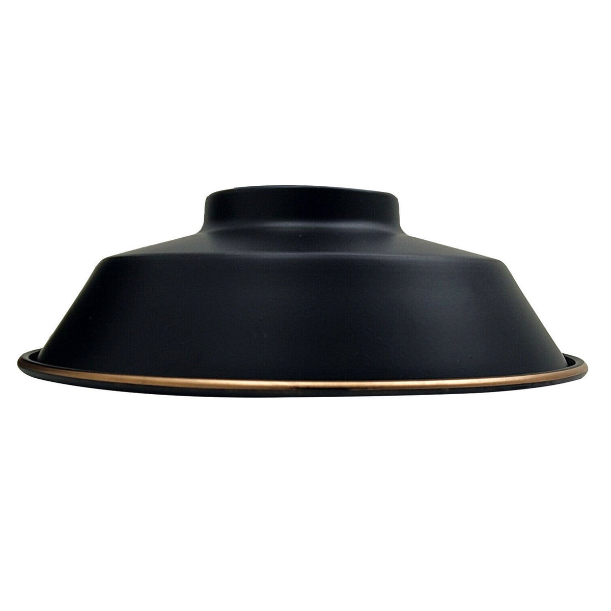 Vintage Dome Lamp Shade 22 cm – Easy Fit, 8 Metal Finishes - Black & Gold Line, 22 cm with Reducer Ring, Single