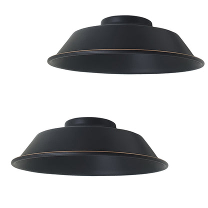 Vintage Dome Lamp Shade 22 cm – Easy Fit, 8 Metal Finishes - Black & Gold Line, 22 cm with Reducer Ring, Pack of 2