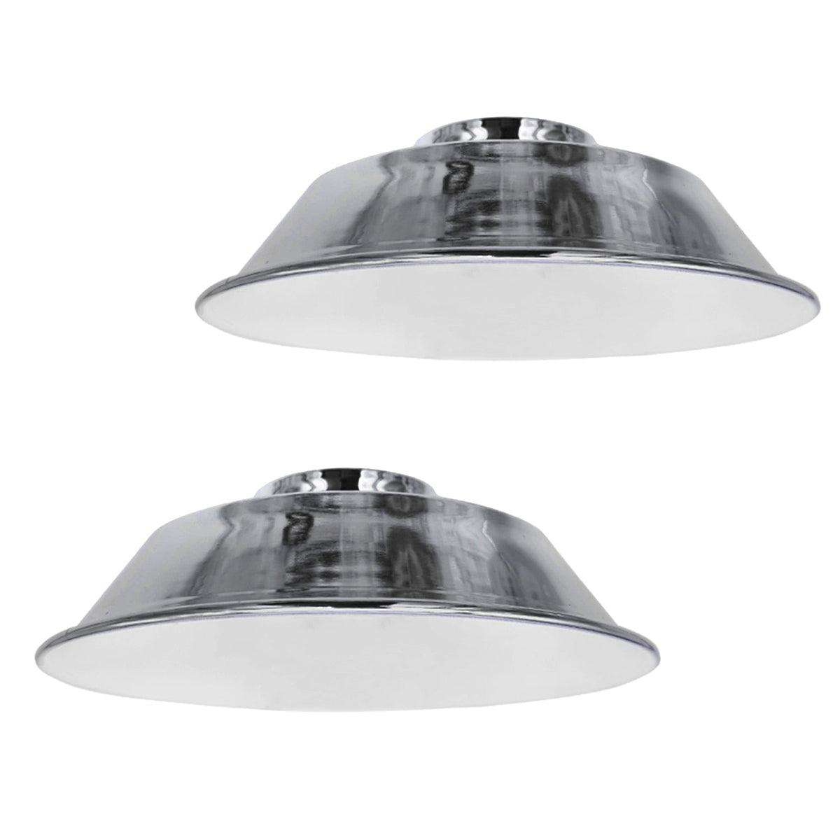 Vintage Dome Lamp Shade 22 cm – Easy Fit, 8 Metal Finishes - Chrome, 22 cm with Reducer Ring, Pack of 2