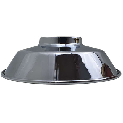 Vintage Dome Lamp Shade 22 cm – Easy Fit, 8 Metal Finishes - Chrome, 22 cm with Reducer Ring, Single