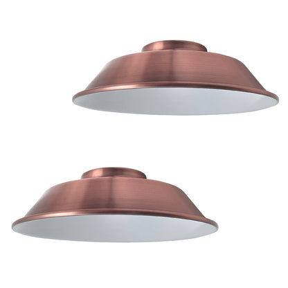 Vintage Dome Lamp Shade 22 cm – Easy Fit, 8 Metal Finishes - Copper, 22 cm with Reducer Ring, Pack of 2