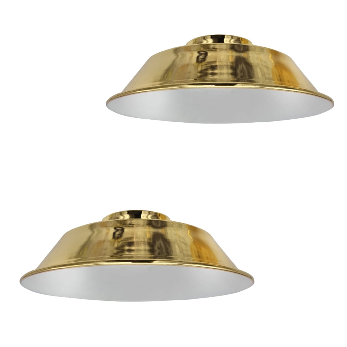 Vintage Dome Lamp Shade 22 cm – Easy Fit, 8 Metal Finishes - French Gold, 22 cm with Reducer Ring, Pack of 2