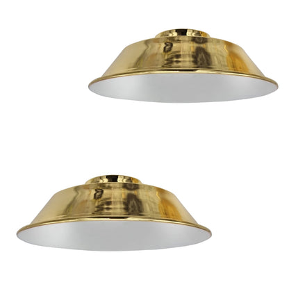 Vintage Dome Lamp Shade 22 cm – Easy Fit, 8 Metal Finishes - French Gold, 22 cm with Reducer Ring, Pack of 2