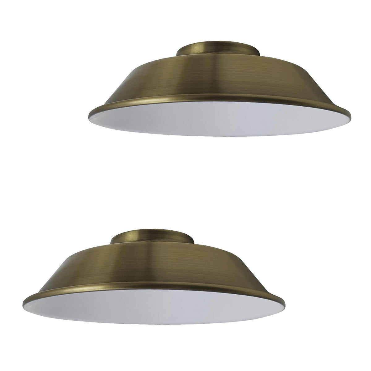 Vintage Dome Lamp Shade 22 cm – Easy Fit, 8 Metal Finishes - Green Brass, 22 cm with Reducer Ring, Pack of 2