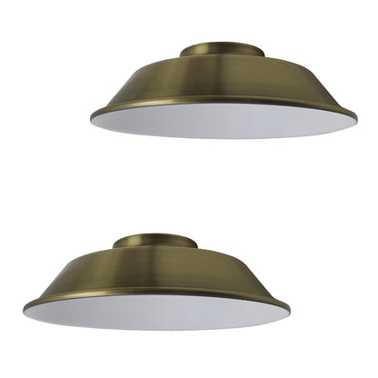 Vintage Dome Lamp Shade 22 cm – Easy Fit, 8 Metal Finishes - Green Brass, 22 cm with Reducer Ring, Pack of 2