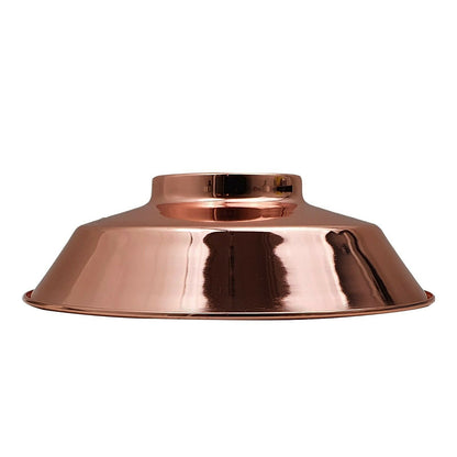 Vintage Dome Lamp Shade 22 cm – Easy Fit, 8 Metal Finishes - Rose Gold, 22 cm, Shade Only, Single