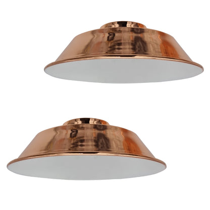 Vintage Dome Lamp Shade 22 cm – Easy Fit, 8 Metal Finishes - Rose Gold, 22 cm with Reducer Ring, Pack of 2