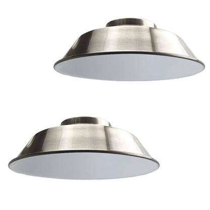 Vintage Dome Lamp Shade 22 cm – Easy Fit, 8 Metal Finishes - Satin Nickel, 22 cm with Reducer Ring, Pack of 2