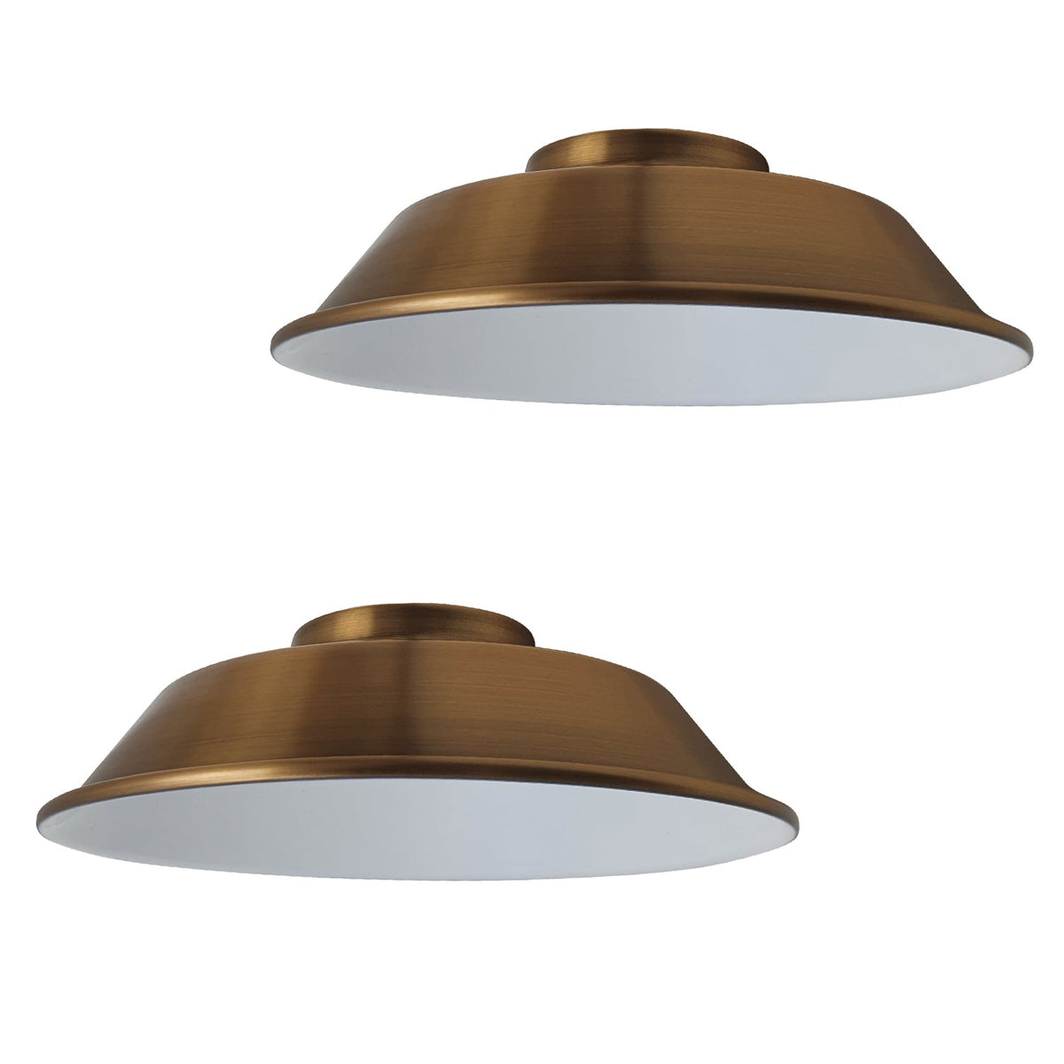 Vintage Dome Lamp Shade 22 cm – Easy Fit, 8 Metal Finishes - Yellow Brass, 22 cm with Reducer Ring, Pack of 2