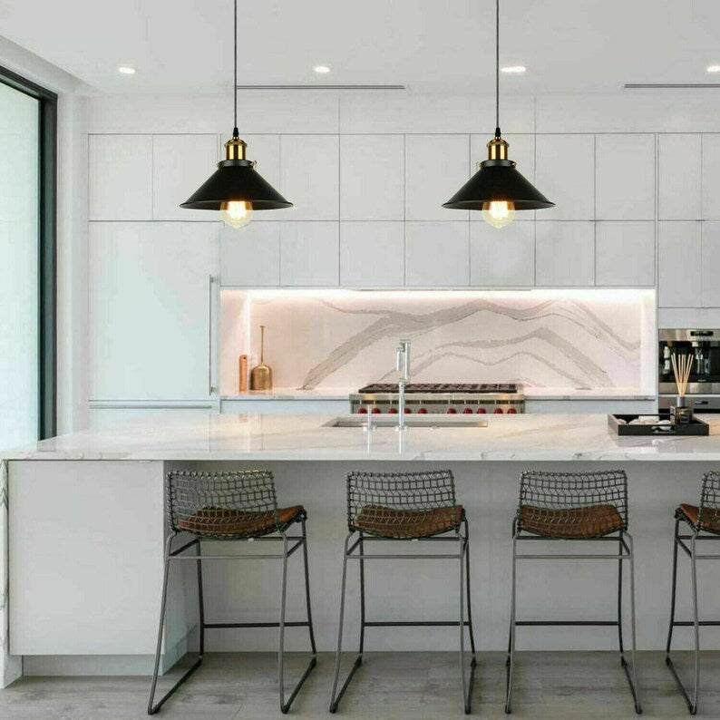 Industrial Pendant Light – Barn Slotted or Flat Cone Shade, E27 - photo 2